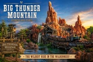 Big Thunder Mountain runaway mine train roller coaster in Frontierland at Disneyland Paris