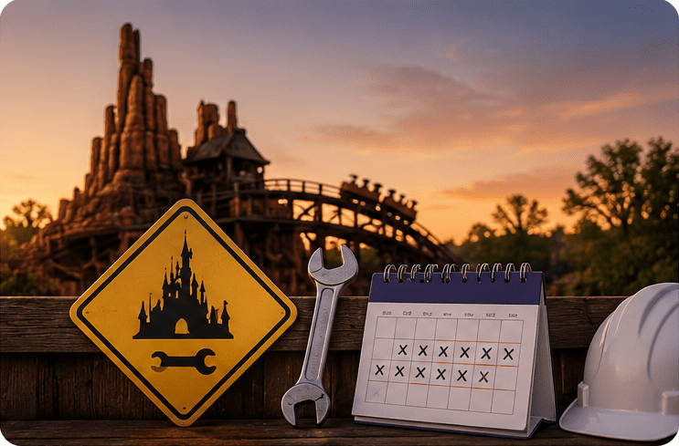 Disneyland Paris ride closures and refurbishment guide showing attraction maintenance information