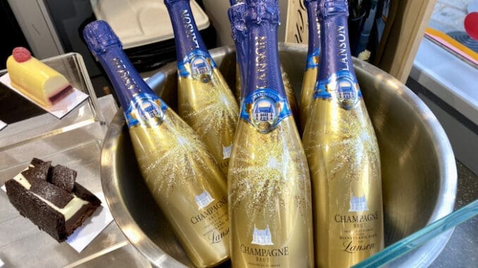 Disneyland Paris themed champagne bottles available at a seasonal food market stall