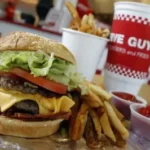 Five Guys burger, fries and milkshake in Disney Village at Disneyland Paris